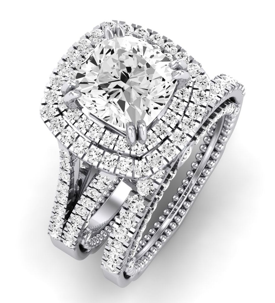 Lupin Diamond Matching Band Only (does Not Include Engagement Ring)  For Ring With Cushion Center whitegold