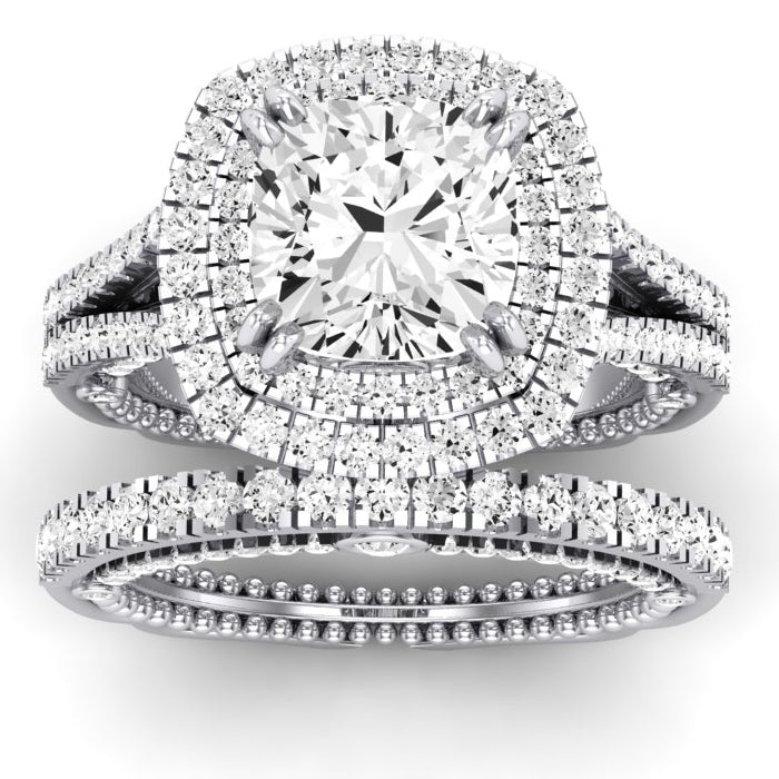 Lupin Moissanite Matching Band Only (does Not Include Engagement Ring)  For Ring With Cushion Center whitegold