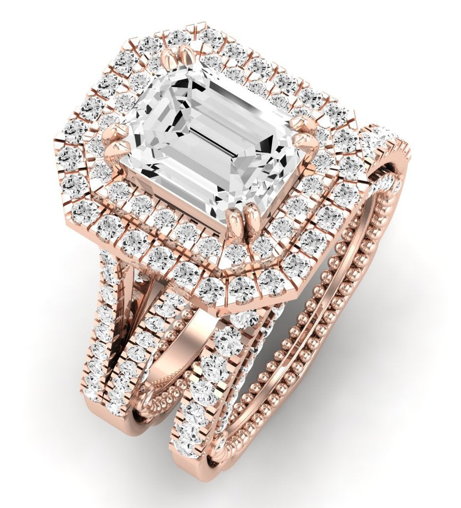 Lupin Diamond Matching Band Only (does Not Include Engagement Ring)  For Ring With Emerald Center rosegold