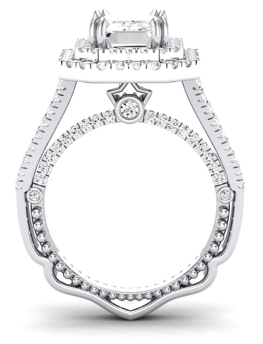 Lupin Emerald Moissanite Engagement Ring whitegold