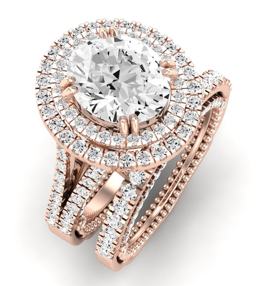 Lupin Diamond Matching Band Only (does Not Include Engagement Ring)  For Ring With Oval Center rosegold