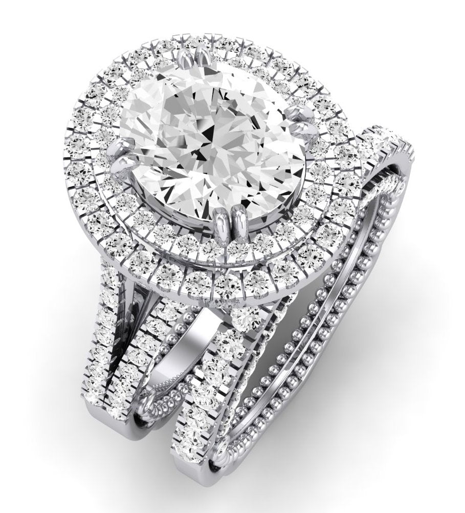 Lupin Moissanite Matching Band Only (does Not Include Engagement Ring)  For Ring With Oval Center whitegold