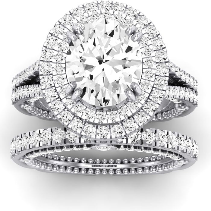 Lupin Moissanite Matching Band Only (does Not Include Engagement Ring)  For Ring With Oval Center whitegold