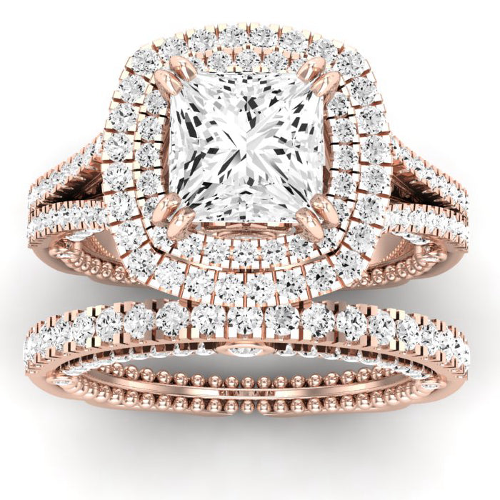 Lupin Moissanite Matching Band Only (does Not Include Engagement Ring)  For Ring With Princess Center rosegold