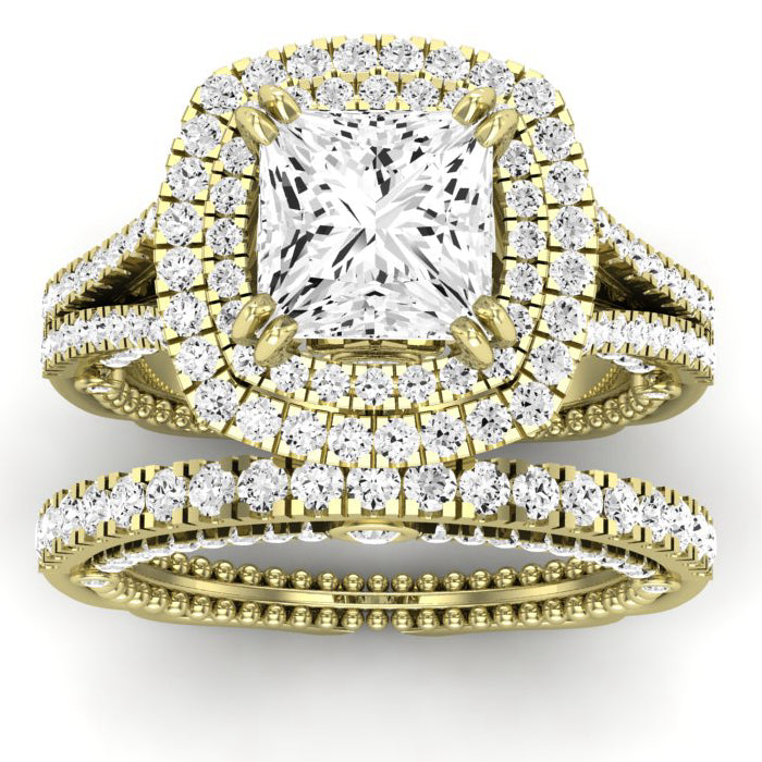 Lupin Moissanite Matching Band Only (does Not Include Engagement Ring)  For Ring With Princess Center yellowgold