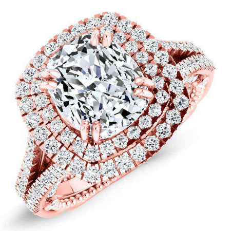 Lupin Cushion Moissanite Engagement Ring rosegold