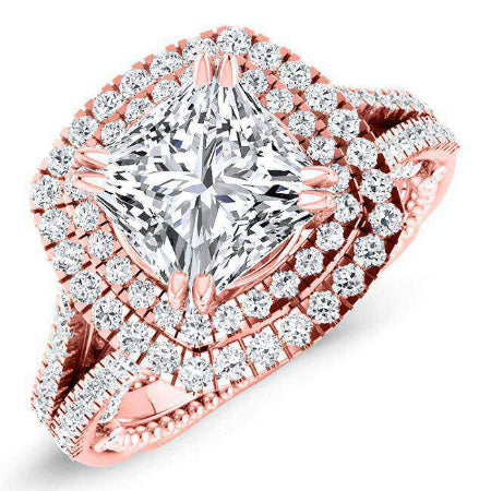 Lupin Princess Moissanite Engagement Ring rosegold