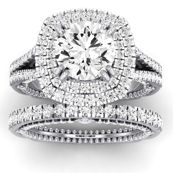 Lupin Moissanite Matching Band Only (does Not Include Engagement Ring)  For Ring With Round Center whitegold