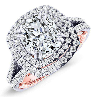 Lupin Cushion Moissanite Engagement Ring whitegold