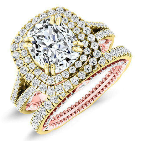 Lupin Cushion Moissanite Bridal Set yellowgold