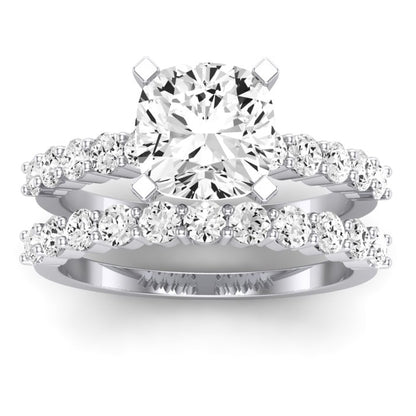 Magnolia Diamond Matching Band Only (does Not Include Engagement Ring) For Ring With Cushion Center whitegold