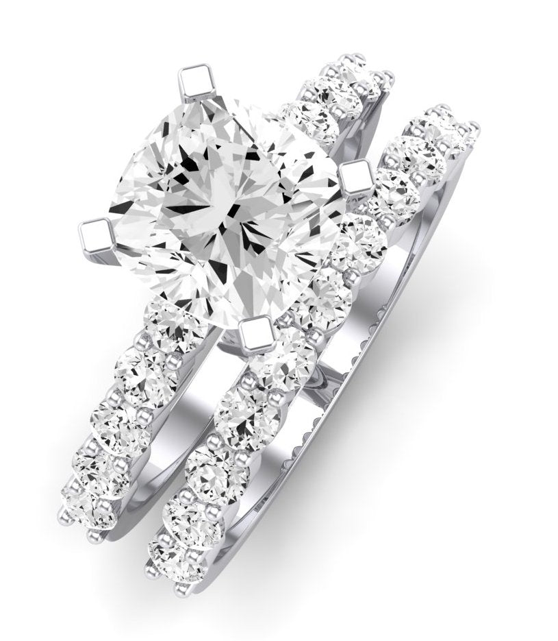 Magnolia Moissanite Matching Band Only (does Not Include Engagement Ring) For Ring With Cushion Center whitegold
