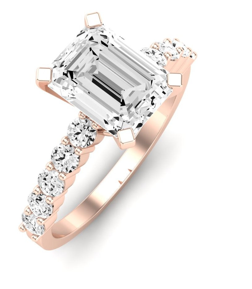 Magnolia Emerald Moissanite Engagement Ring rosegold