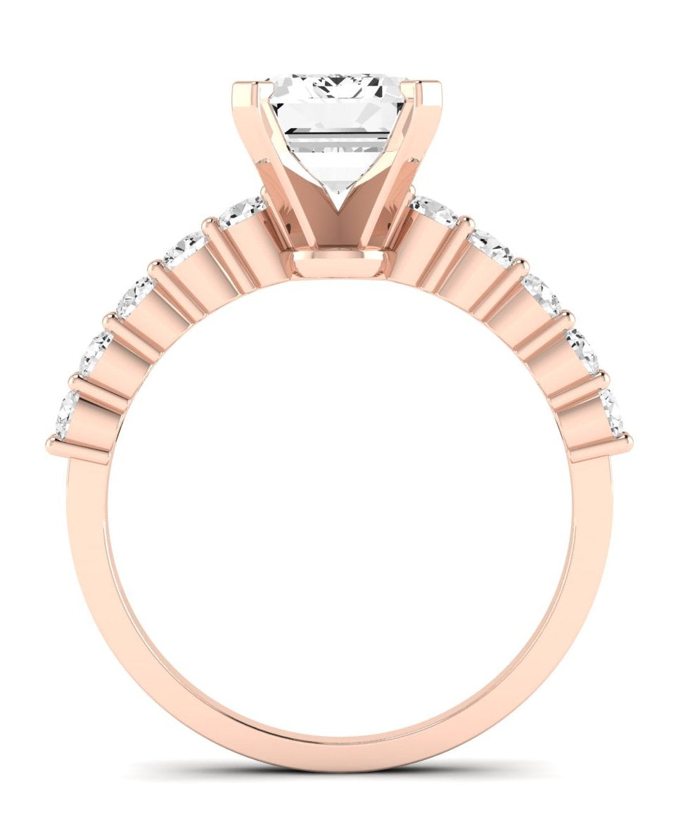 Magnolia Emerald Moissanite Engagement Ring rosegold