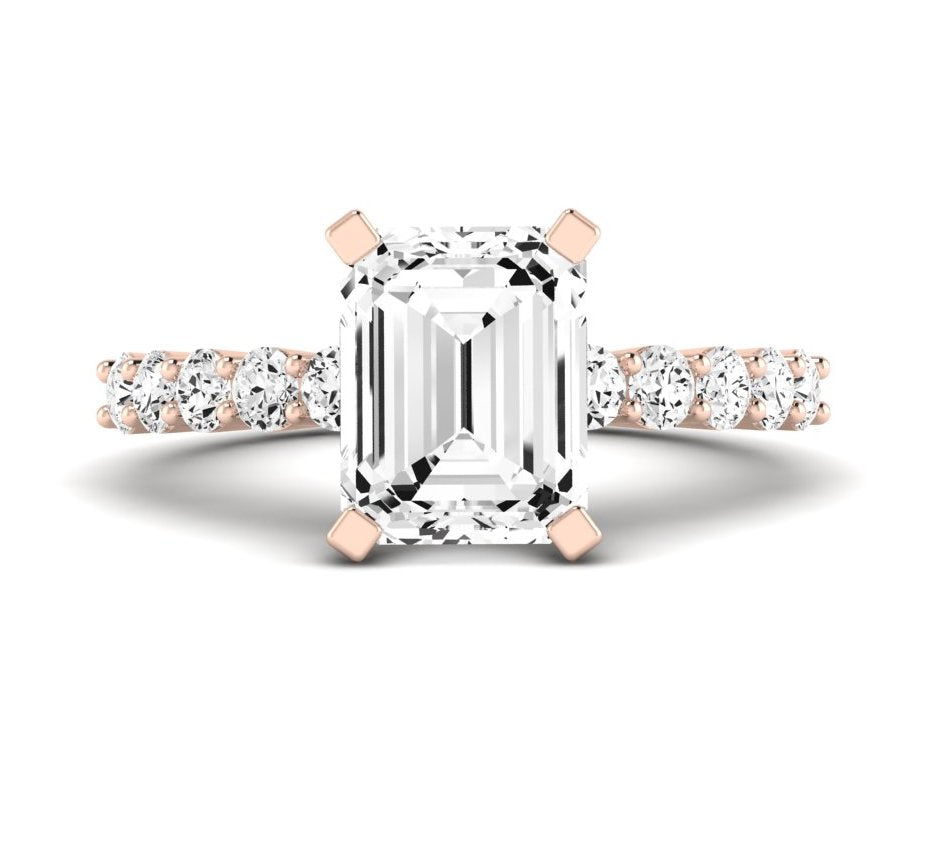 Magnolia Emerald Moissanite Engagement Ring rosegold