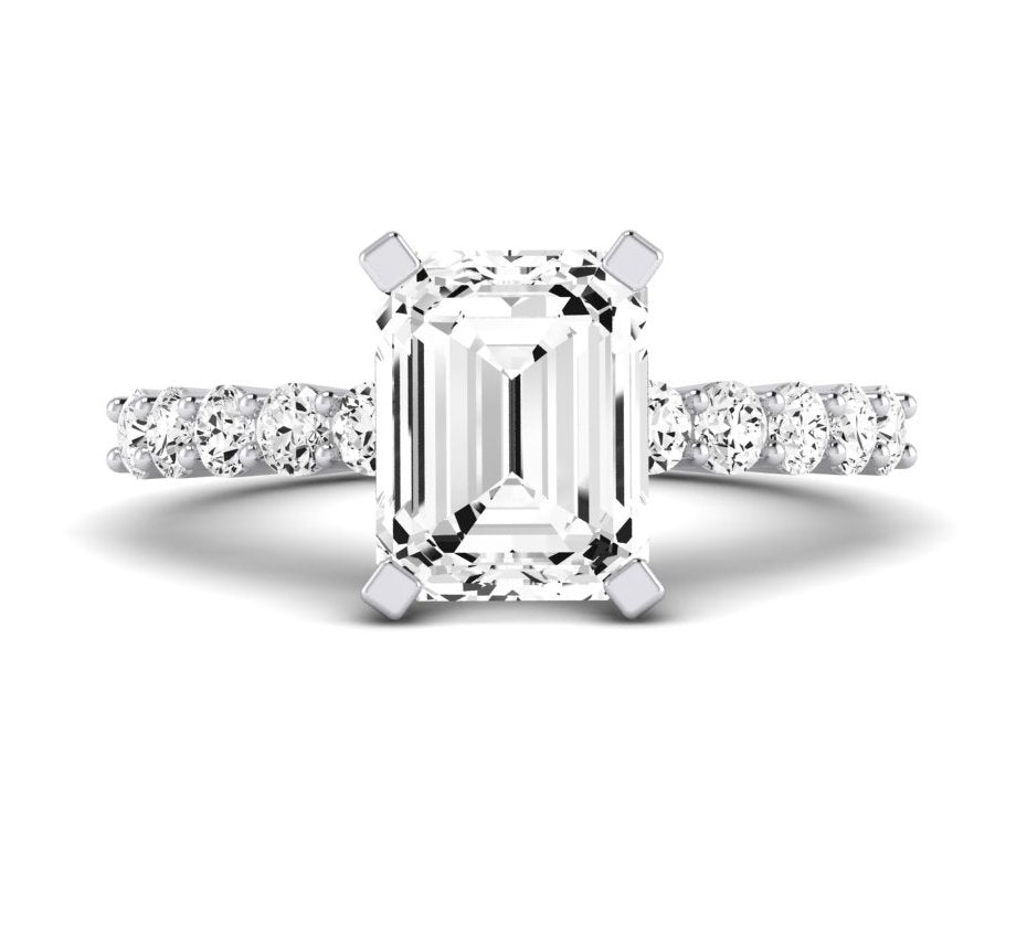 Magnolia Emerald Diamond Engagement Ring (Lab Grown Igi Cert) whitegold