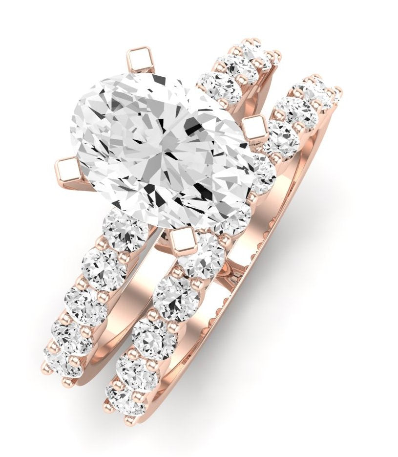 Magnolia Moissanite Matching Band Only (does Not Include Engagement Ring) For Ring With Cushion Center rosegold