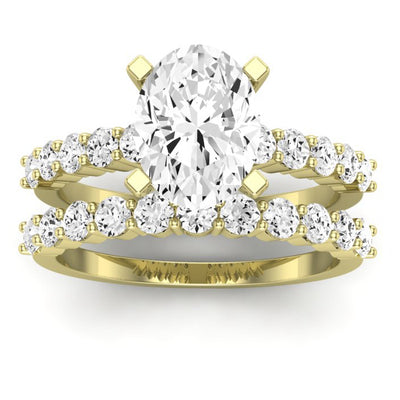 Magnolia Moissanite Matching Band Only (does Not Include Engagement Ring) For Ring With Cushion Center yellowgold