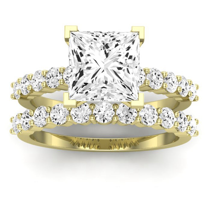 Magnolia Moissanite Matching Band Only (does Not Include Engagement Ring) For Ring With Princess Center yellowgold