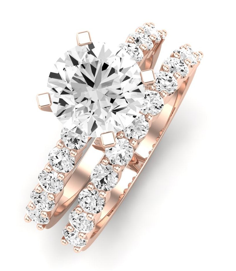 Magnolia Moissanite Matching Band Only (does Not Include Engagement Ring) For Ring With Round Center rosegold