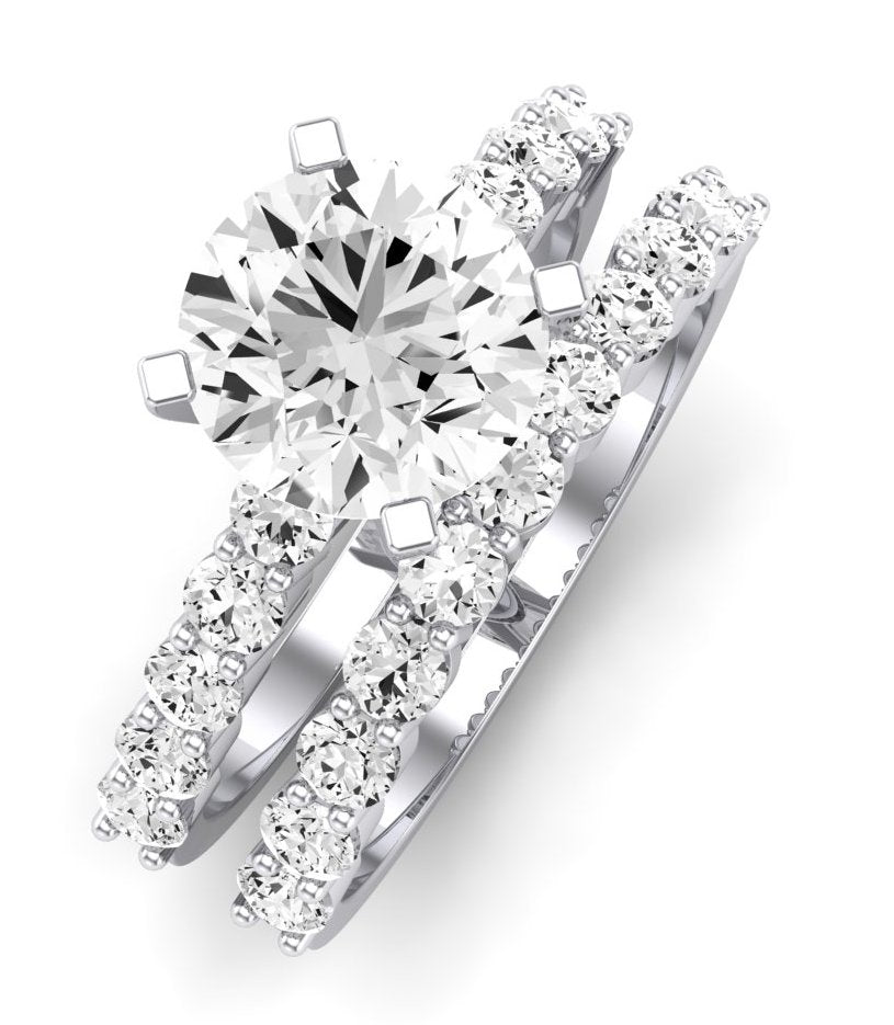 Magnolia Moissanite Matching Band Only (does Not Include Engagement Ring) For Ring With Round Center whitegold