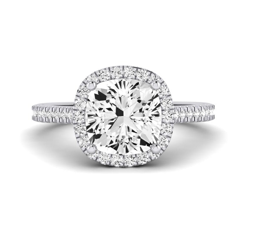 Mallow Cushion Moissanite Engagement Ring whitegold