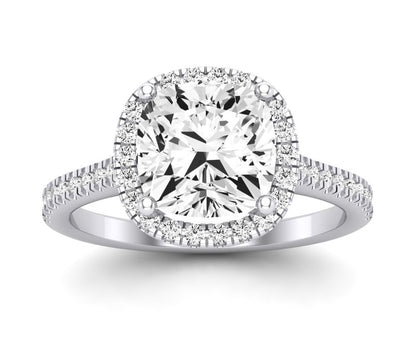 Mallow Cushion Moissanite Engagement Ring whitegold