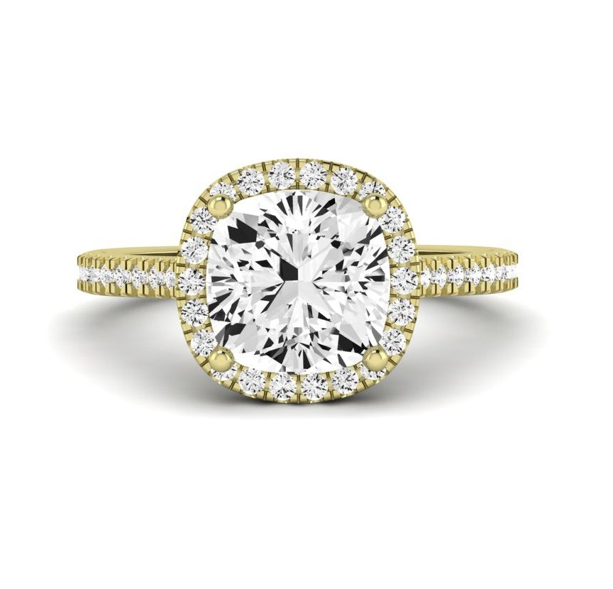 Mallow Cushion Moissanite Engagement Ring yellowgold