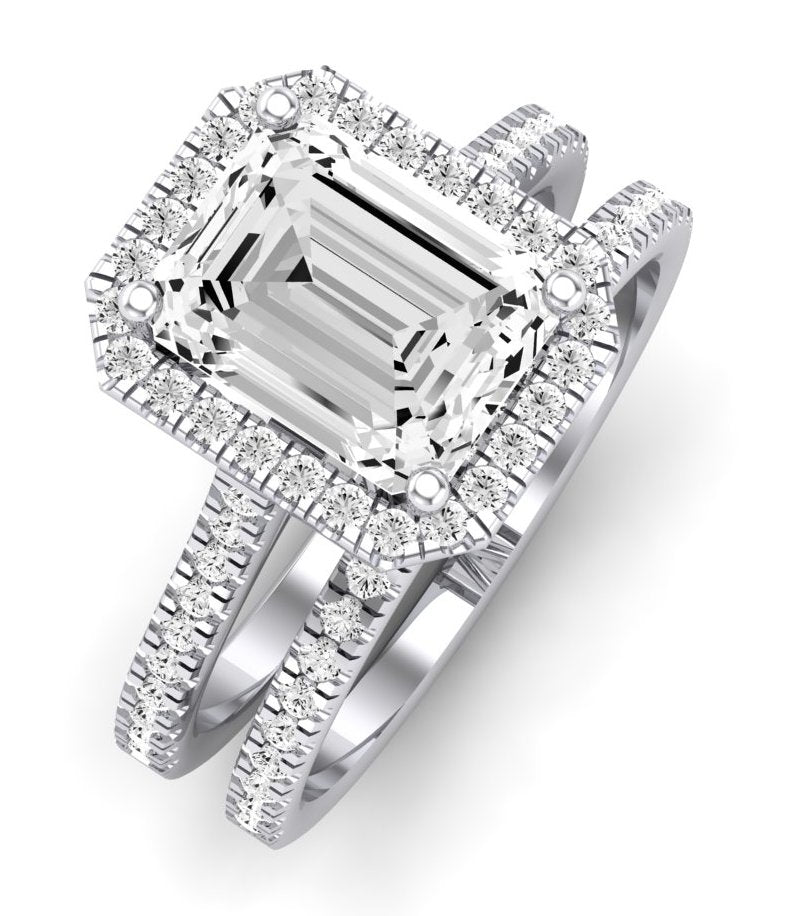 Mallow Moissanite Matching Band Only (does Not Include Engagement Ring)   For Ring With Emerald Center whitegold