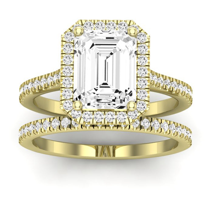 Mallow Moissanite Matching Band Only (does Not Include Engagement Ring)   For Ring With Emerald Center yellowgold