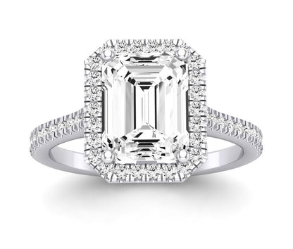 Mallow Emerald Moissanite Engagement Ring whitegold