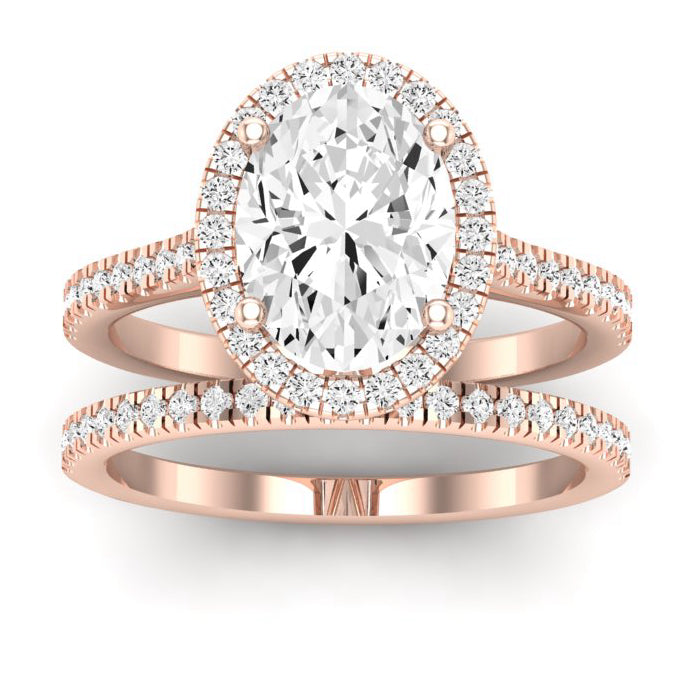 Mallow Moissanite Matching Band Only (does Not Include Engagement Ring)   For Ring With Oval Center rosegold