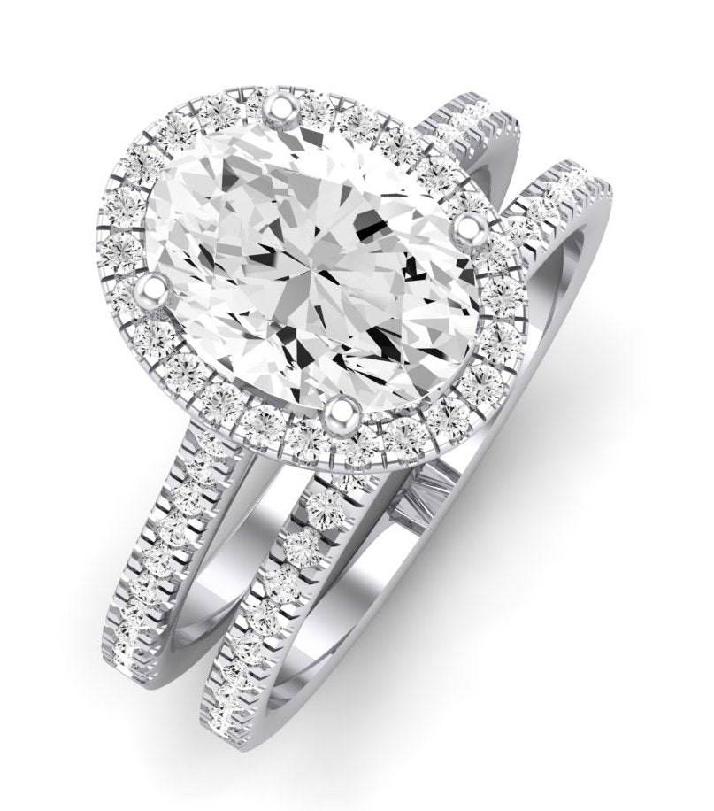 Mallow Moissanite Matching Band Only (does Not Include Engagement Ring)   For Ring With Oval Center whitegold