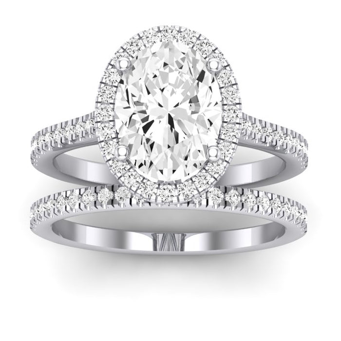 Mallow Moissanite Matching Band Only (does Not Include Engagement Ring)   For Ring With Oval Center whitegold