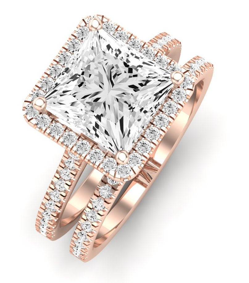 Mallow Moissanite Matching Band Only (does Not Include Engagement Ring)   For Ring With Princess Center rosegold