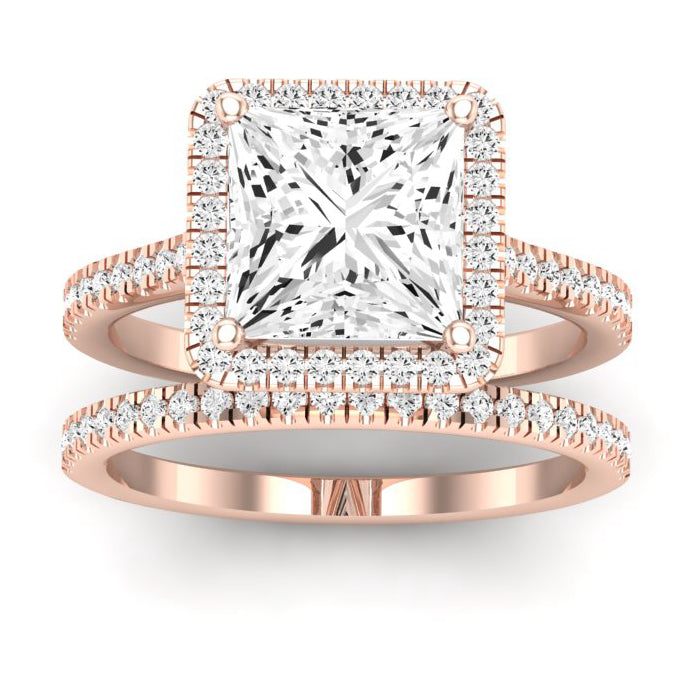 Mallow Moissanite Matching Band Only (does Not Include Engagement Ring)   For Ring With Princess Center rosegold