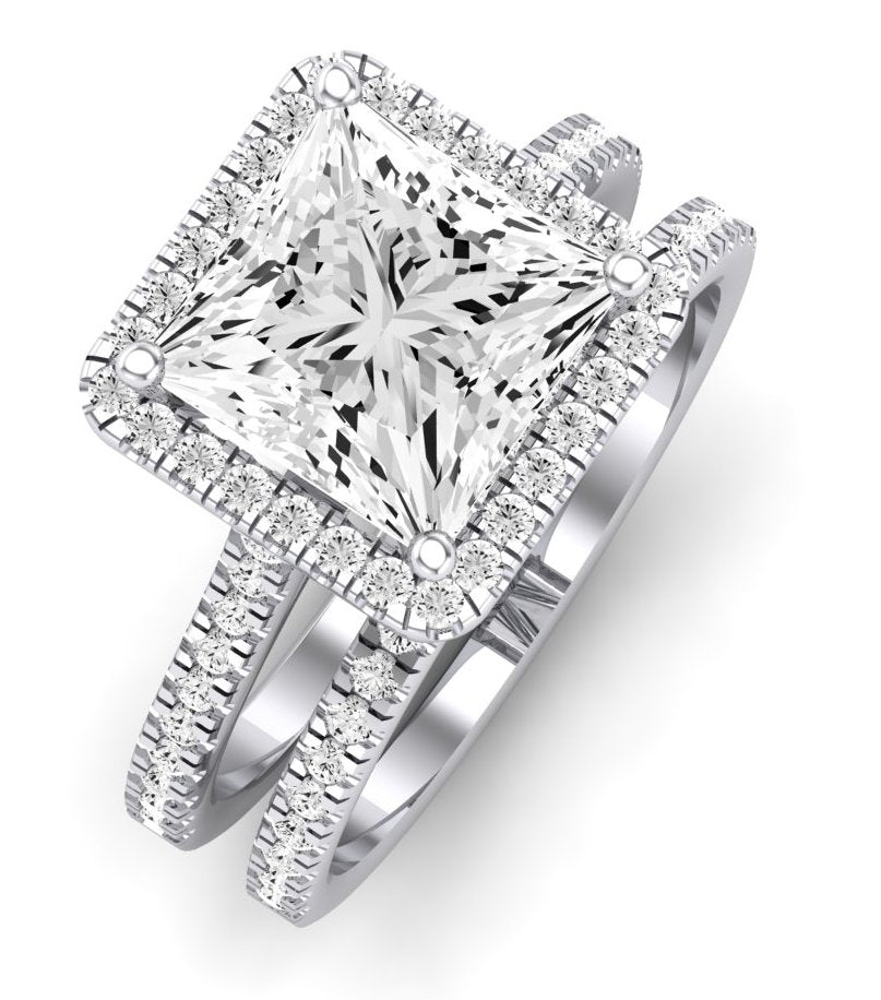 Mallow Moissanite Matching Band Only (does Not Include Engagement Ring)   For Ring With Princess Center whitegold