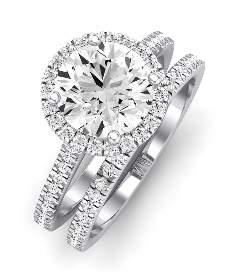 Mallow Moissanite Matching Band Only (does Not Include Engagement Ring)   For Ring With Round Center whitegold
