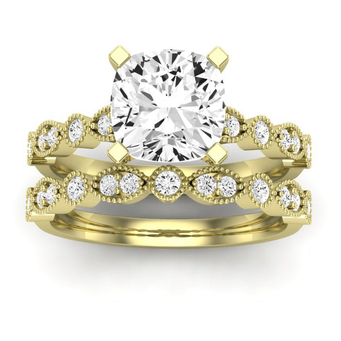Marigold Diamond Matching Band Only (does Not Include Engagement Ring) For Ring With Cushion Center yellowgold