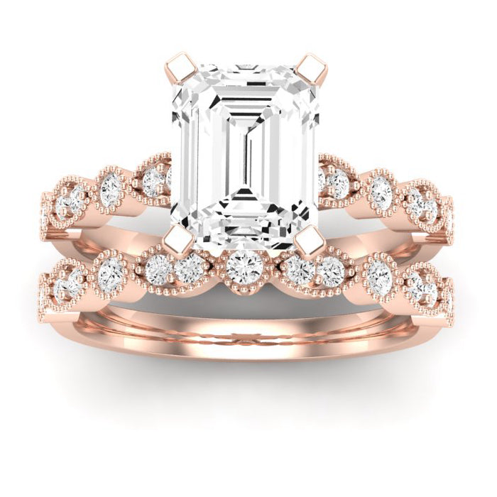 Marigold Diamond Matching Band Only (does Not Include Engagement Ring) For Ring With Emerald Center rosegold