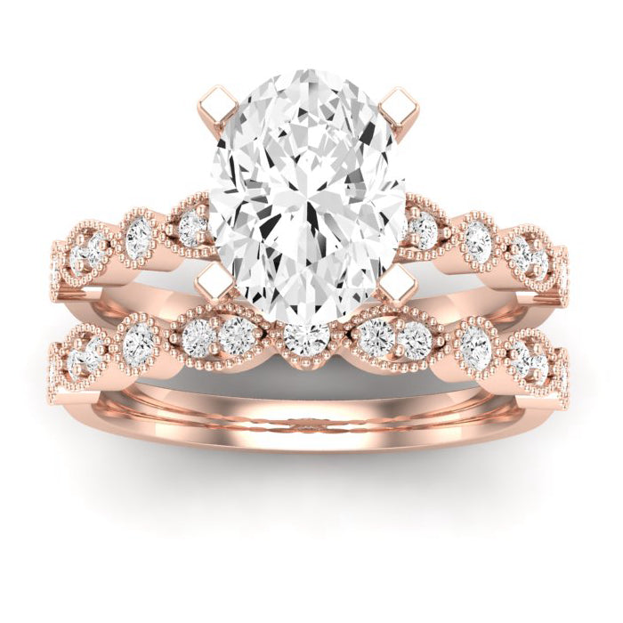 Marigold Diamond Matching Band Only (does Not Include Engagement Ring) For Ring With Oval Center rosegold