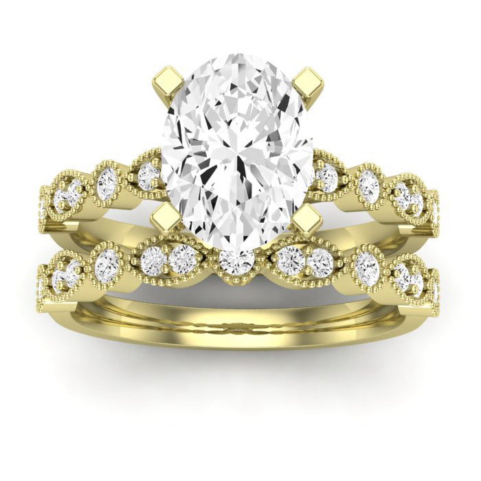 Marigold Diamond Matching Band Only (does Not Include Engagement Ring) For Ring With Oval Center yellowgold