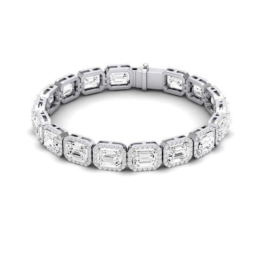 Delta Emerald Cut Diamond Bracelet (clarity Enhanced) whitegold