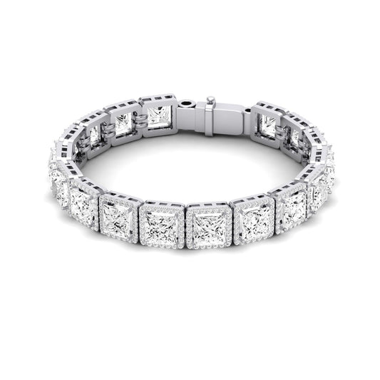 Delta Princess Cut Diamond Bracelet (clarity Enhanced) whitegold