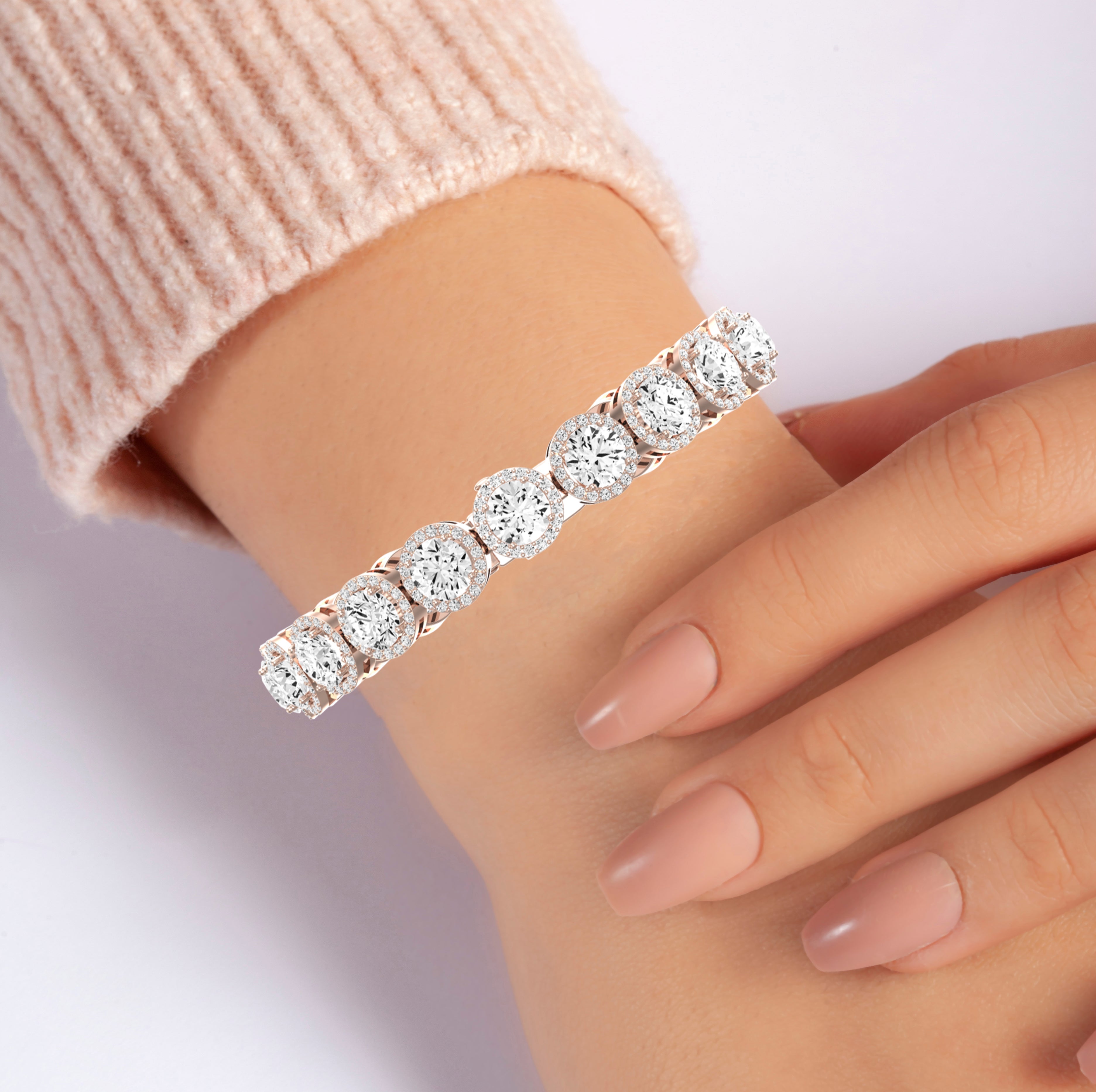 Delta Round Cut Diamond Bracelet (clarity Enhanced) rosegold
