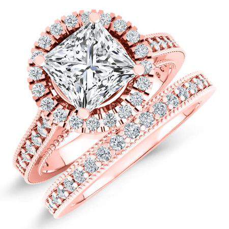 Mawar Moissanite Matching Band Only (engagement Ring Not Included) For Ring With Princess Center rosegold