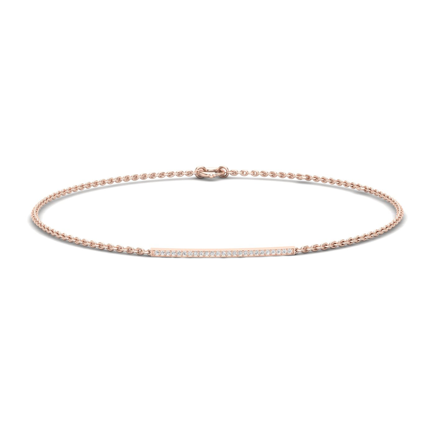 Melanie Bar & Chain Diamond Bracelet (clarity Enhanced) rosegold
