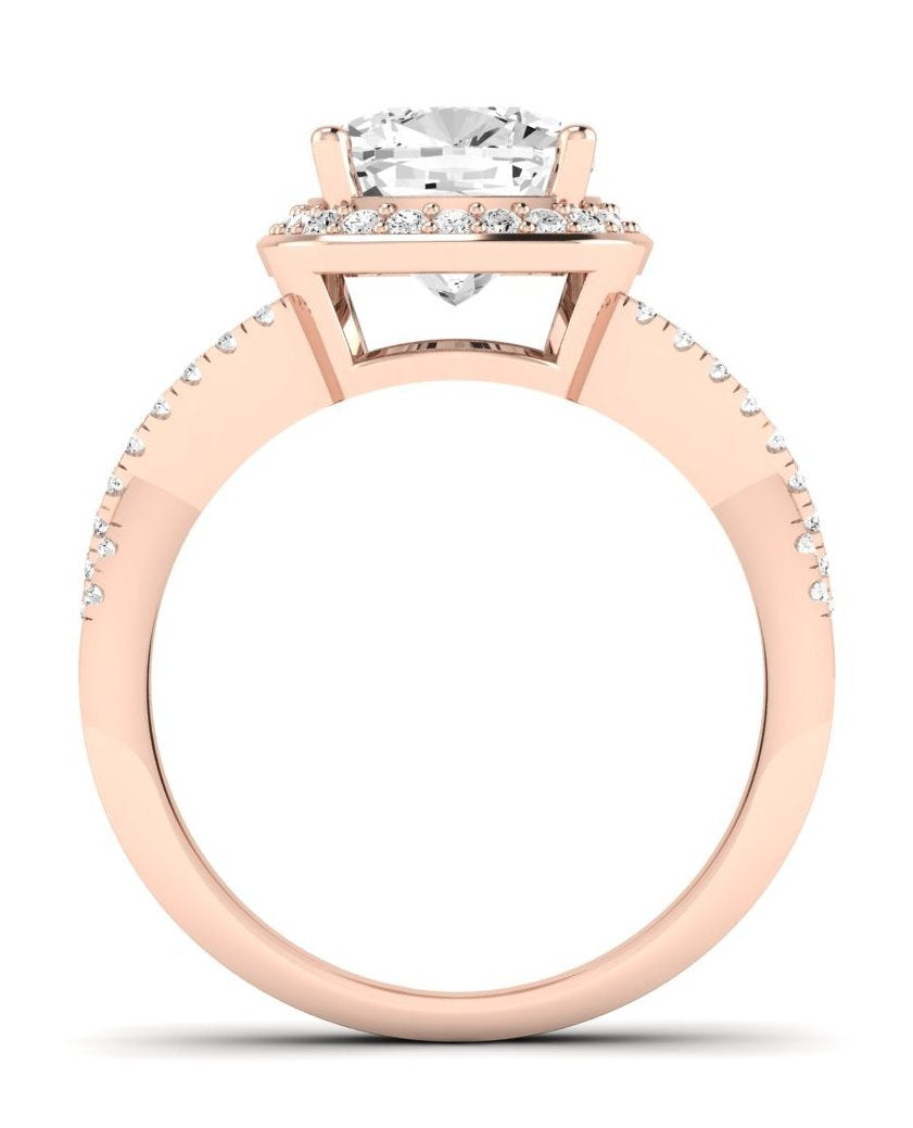 Moonflower Cushion Moissanite Engagement Ring rosegold