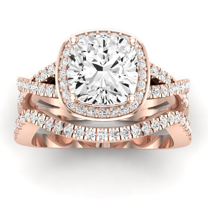 Moonflower Diamond Matching Band Only ( Engagement Ring Not Included) For Ring With Cushion Center rosegold