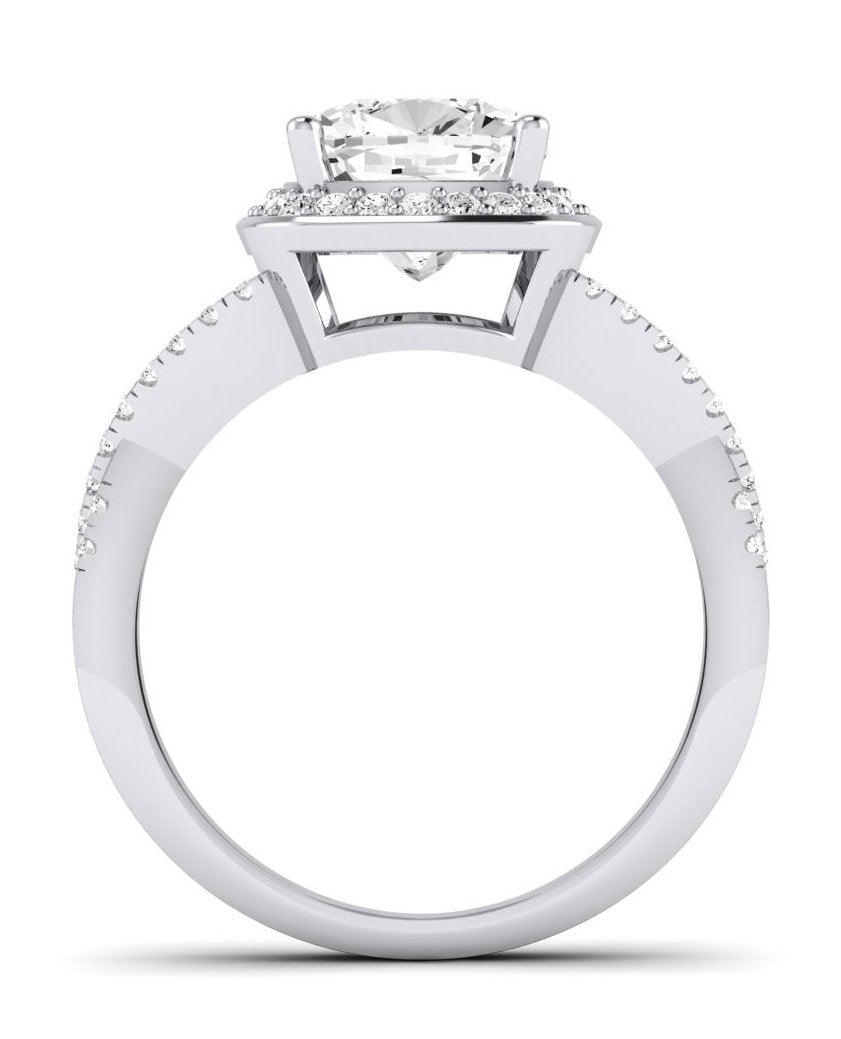 Moonflower Cushion Diamond Engagement Ring (Lab Grown Igi Cert) whitegold